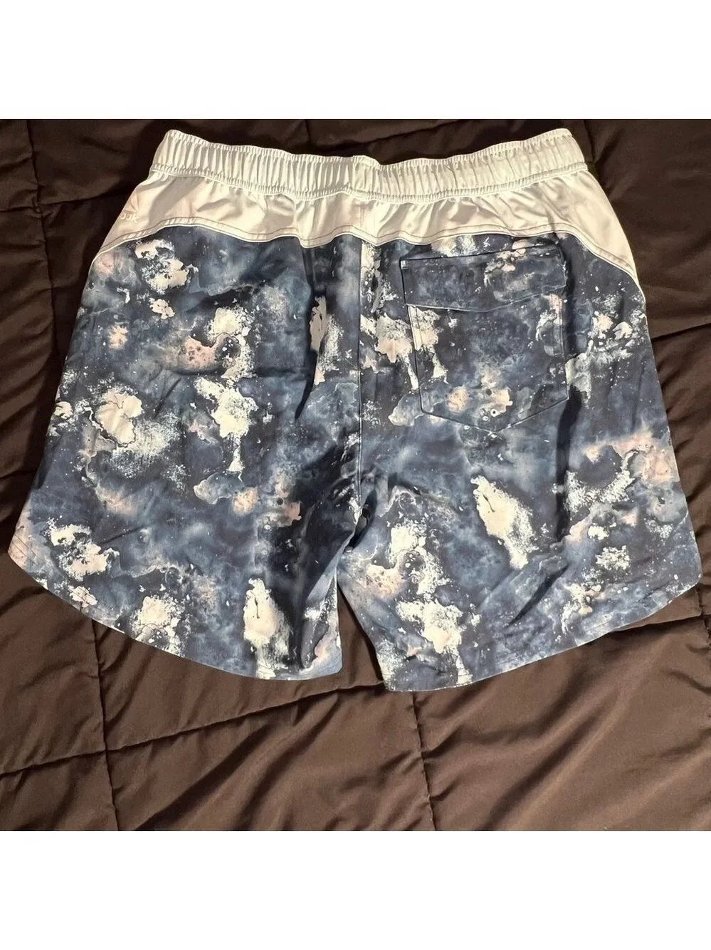 Reebok Blue and White Swim Trunks with Modern Pattern NWOT